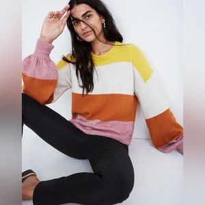 Striped Gladwell Balloon-Sleeve Pullover Sweater by Madewell - L